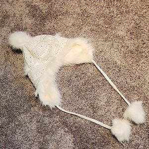 White fuzzy sparkly winter hat